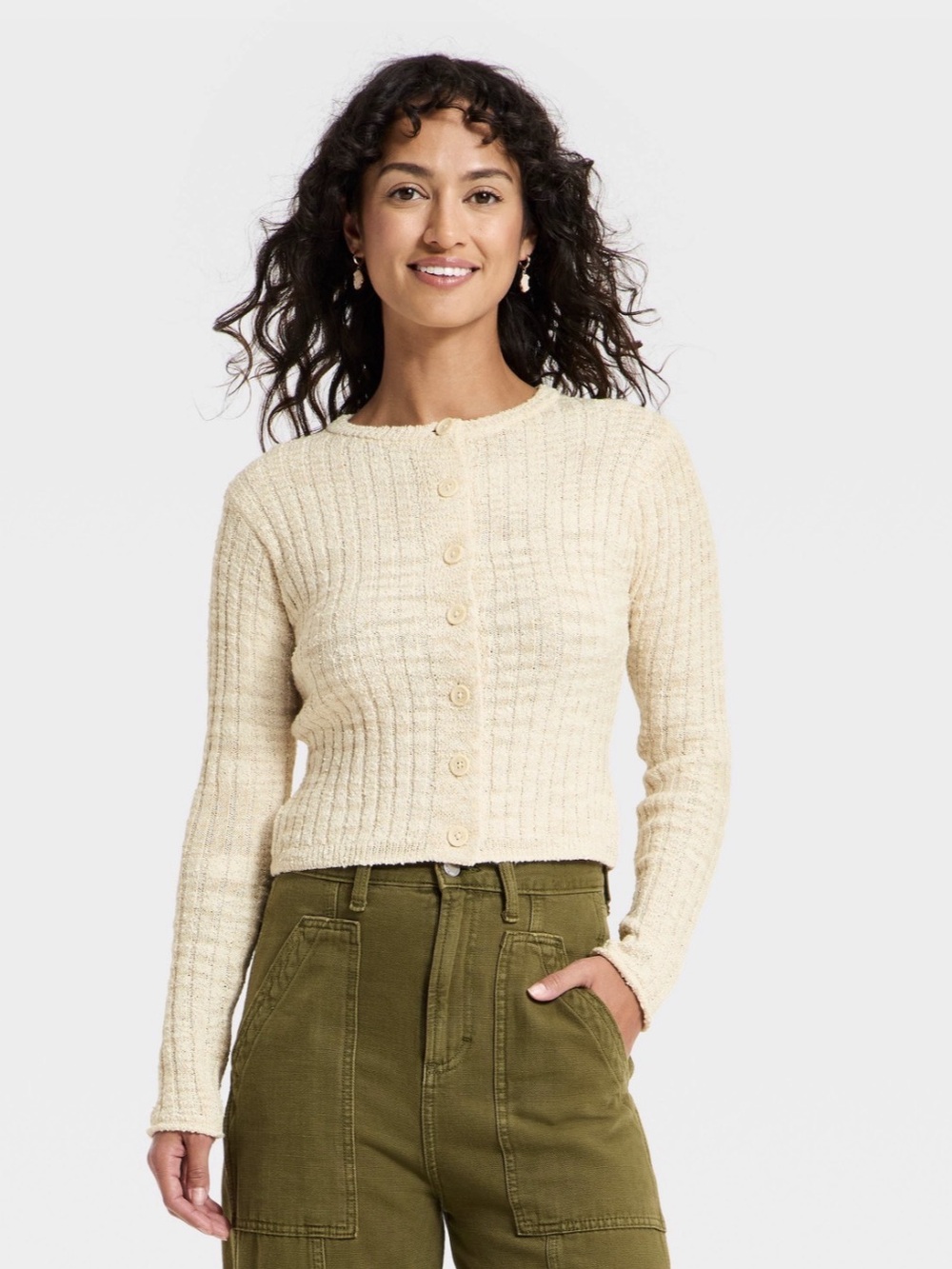 Universal Thread Women's Rib Cardigan Oatmeal NWT